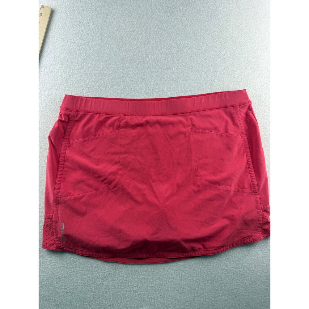 RLX Ralph Lauren Womens Pink Stretch Golf Tennis Skort XL Perforated Mesh Pocket